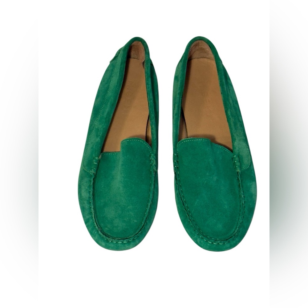 Felize Uomo Green Suede Driving Moccasins Loafers Italy Size 8.5 Gommini Sole